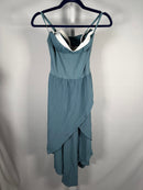 NWT Halara Breezeful High Low 2-Piece Pocket Flowy Midi Dress Stone Blue XS