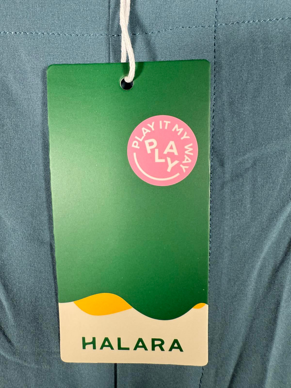 NWT Halara Breezeful High Waist Shirred Flowy Palazzo Casual Pants Stone Blue L