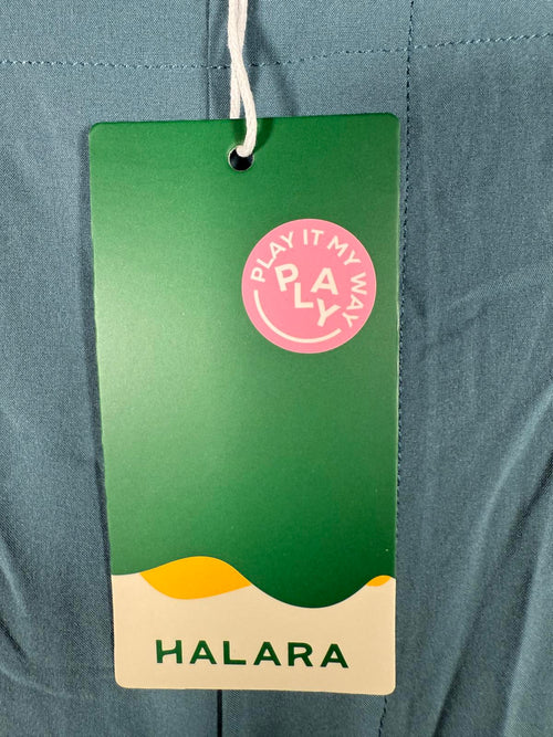 NWT Halara Breezeful High Waist Shirred Flowy Palazzo Casual Pants Stone Blue L