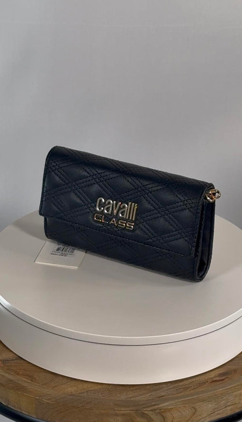 CAVALLI CLASS BY ROBERTO CAVALLI Turin Topstitch Faux Leather Wallet-On-Chain