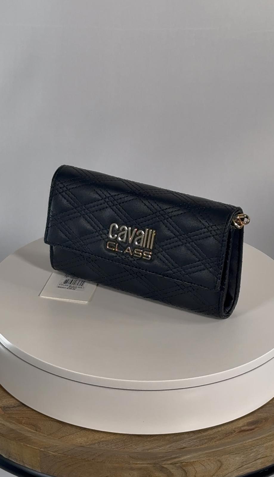 CAVALLI CLASS BY ROBERTO CAVALLI Turin Topstitch Faux Leather Wallet-On-Chain
