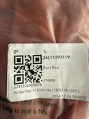 NWT Halara Shawl Collar Wrapped Tie Side Ruffle Hem Work Blouse Rust Red - Large