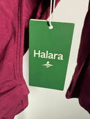 NWT Halara U Neck Long Sleeve Snap Button Skinny Work Bodysuit Red Violet, Large