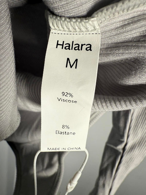 NWT Halara Ribbed Square Neck Long Sleeve Skinny Casual Bodysuit Glacier Gray M