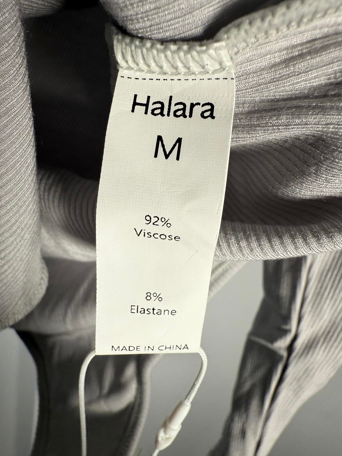 NWT Halara Ribbed Square Neck Long Sleeve Skinny Casual Bodysuit Glacier Gray, M