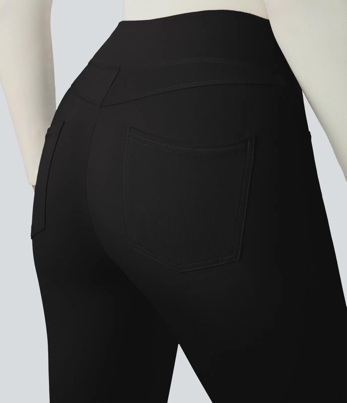 NWT Halara Flex™ High Waisted Decorative Pocket Skinny Work Pants Black Size XS