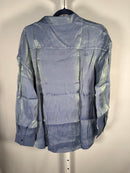 NWT Halara Pocket High Low Curved Hem Shine Oversize Work Shirt Troposphere XS