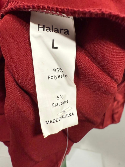 NWT Halara V Neck Lace Up Pleated Midi Dress Plum Blossom Red L