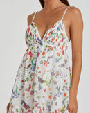 NWT Mac Duggal White Butterfly Print Ruffle Hem Mini Dress Size 4