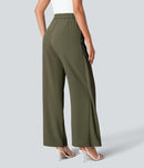 NWT Halara High Waisted Tie Side Wide Leg Work Pants Burnt Olive Size Large