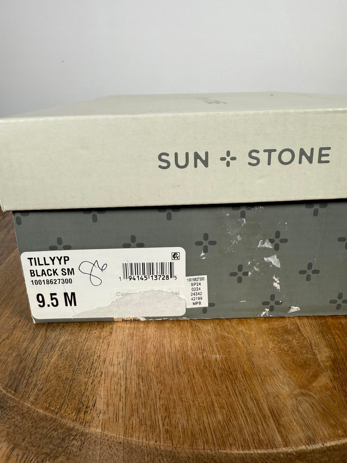 NWB Sun + Stone Tillyyp Womens Faux Leather Heeled Wedge Sandals 9.5