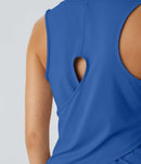 NWT Halara Cut Out Crossover Hem Solid Yoga Tank Top Size Large