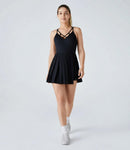 NWT Halara Breezeful Backless Pleated 2-in-1 Pocket Mini Active Dress Size Large