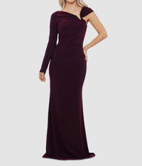 Betsy & Adam Women's Red Asymmetric Ruched Gown Dress Size 8