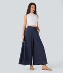 NWT Halara High Waisted Mesh Overlay Wide Leg Casual Pants Naval Academy S
