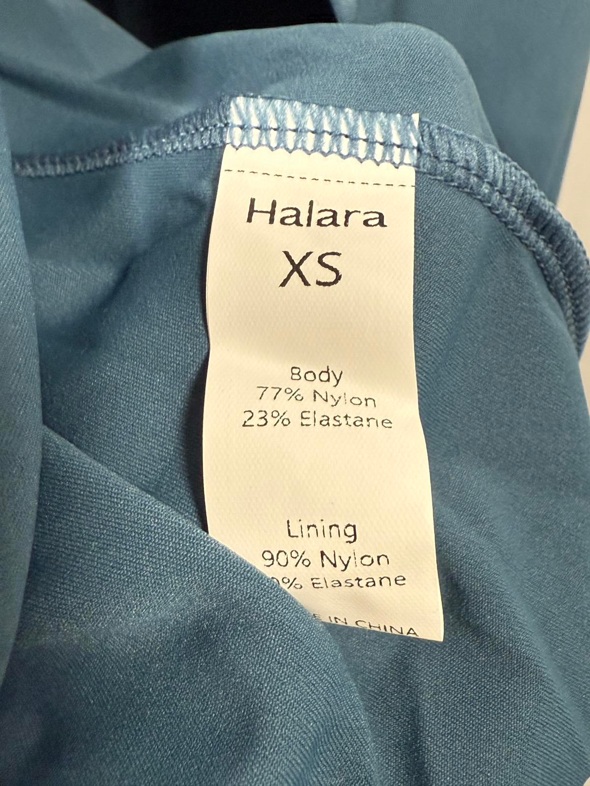 NWT Halara SoftlyZero Airy Crossover Ruched Lace Up Bodycon Dress Ink Green XS