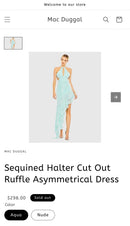 MAC DUGGAL Sequined Halter Cut Out Ruffle Asymmetrical Dress Size 4