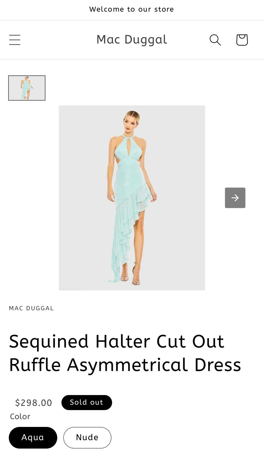 MAC DUGGAL Sequined Halter Cut Out Ruffle Asymmetrical Dress Size 2