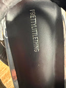 NIB Pretty Little Thing Silver Metallic Thick Strap Block Heeled Sandals Size 5