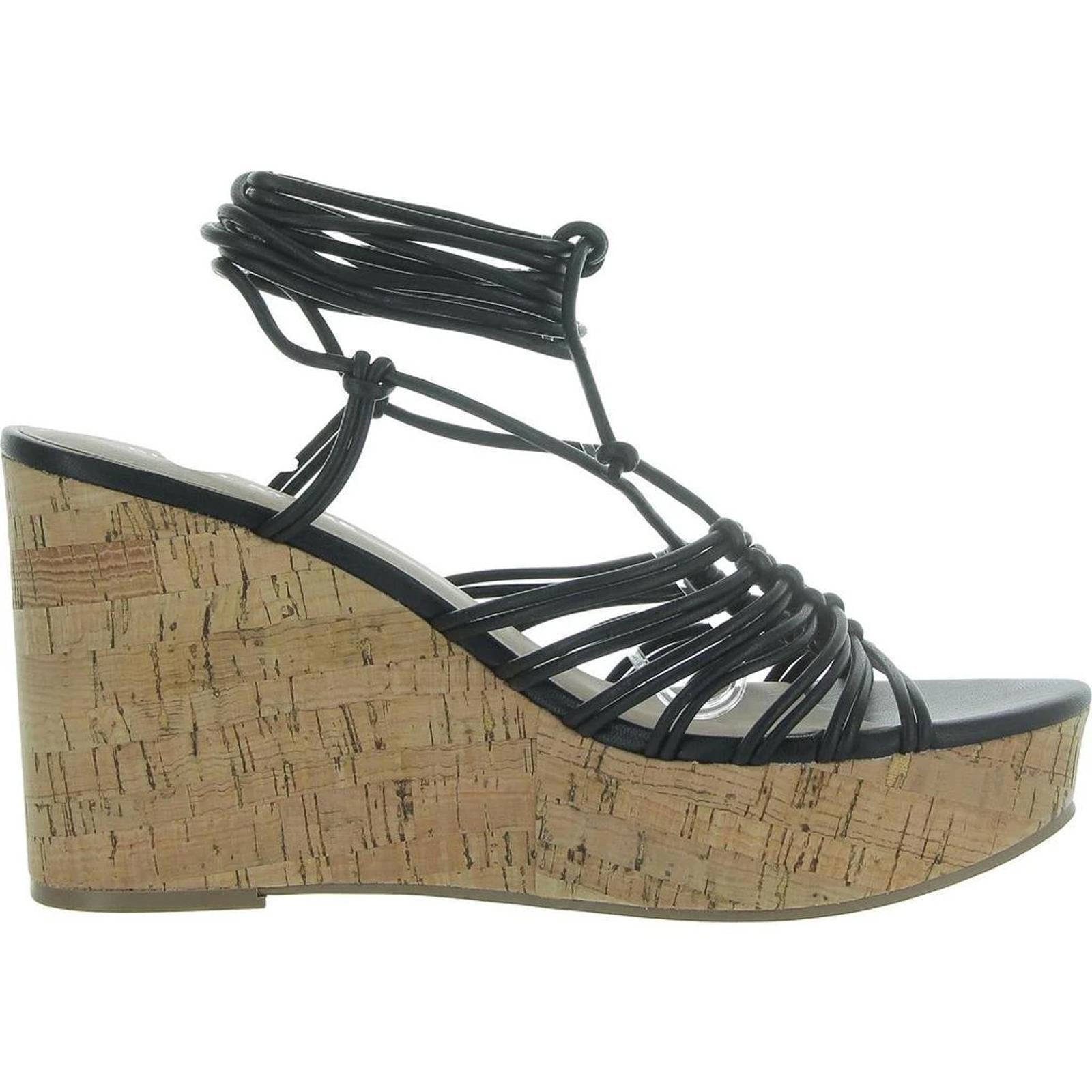 NWB Sun + Stone Tillyyp Womens Faux Leather Heeled Wedge Sandals 7.5