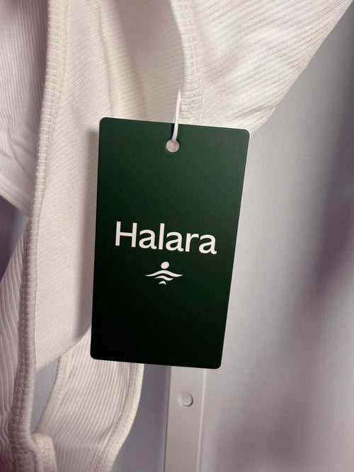 NWT Halara Ribbed Knit Square Neck Long Sleeve Skinny Casual Bodysuit White - M