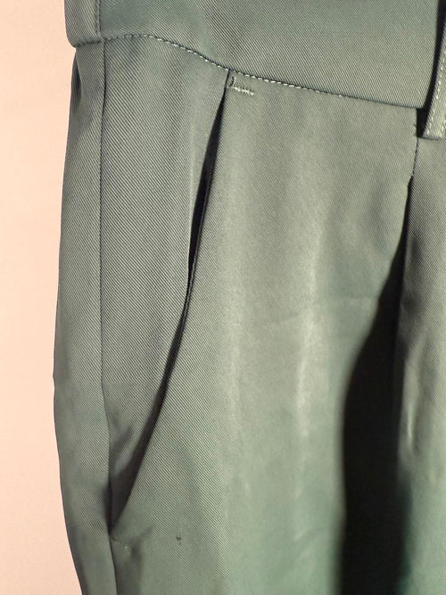 NWT Halara High Waisted Pocket Solid Work Tapered Pants Dark Green- L