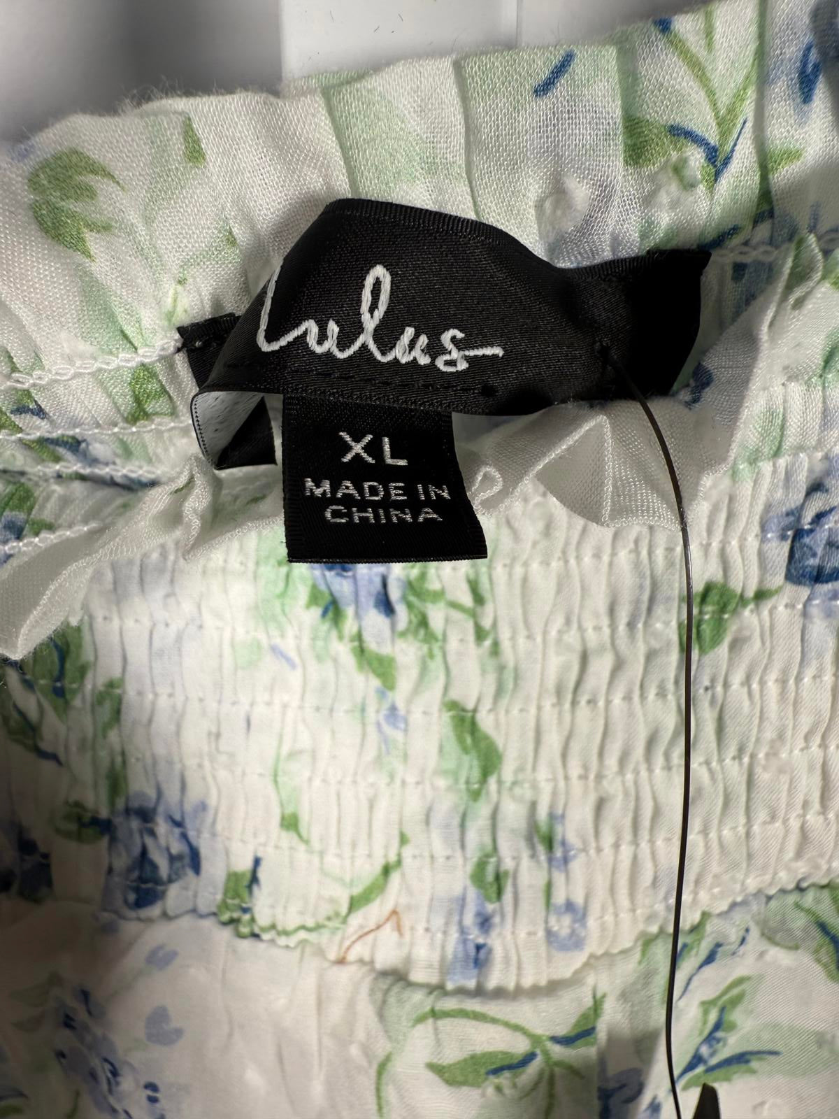 Lulus Springtime Sentiments White Floral Swiss Dot Ruffled Mini Skirt - XL