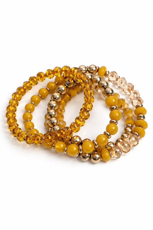 NWT nOir Jewelry Women's Beaded Stretch Bracelets Set - Yellow & Gold Tones