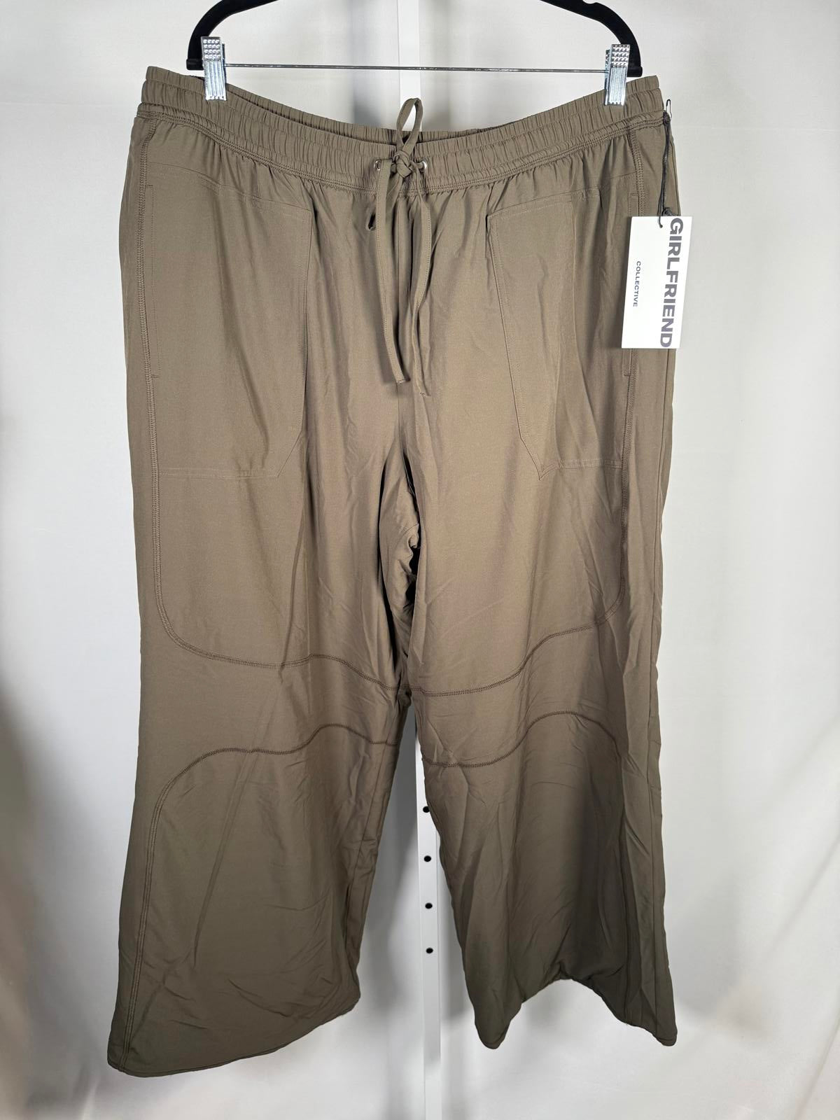 NWT Girlfriend Collection Flex Track Pant Reversible Fleece Olive Green XXL