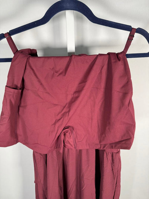 NWT Halara Breezeful High Low 2 Piece Pocket Flowy Midi Casual Dress Amaranth -M