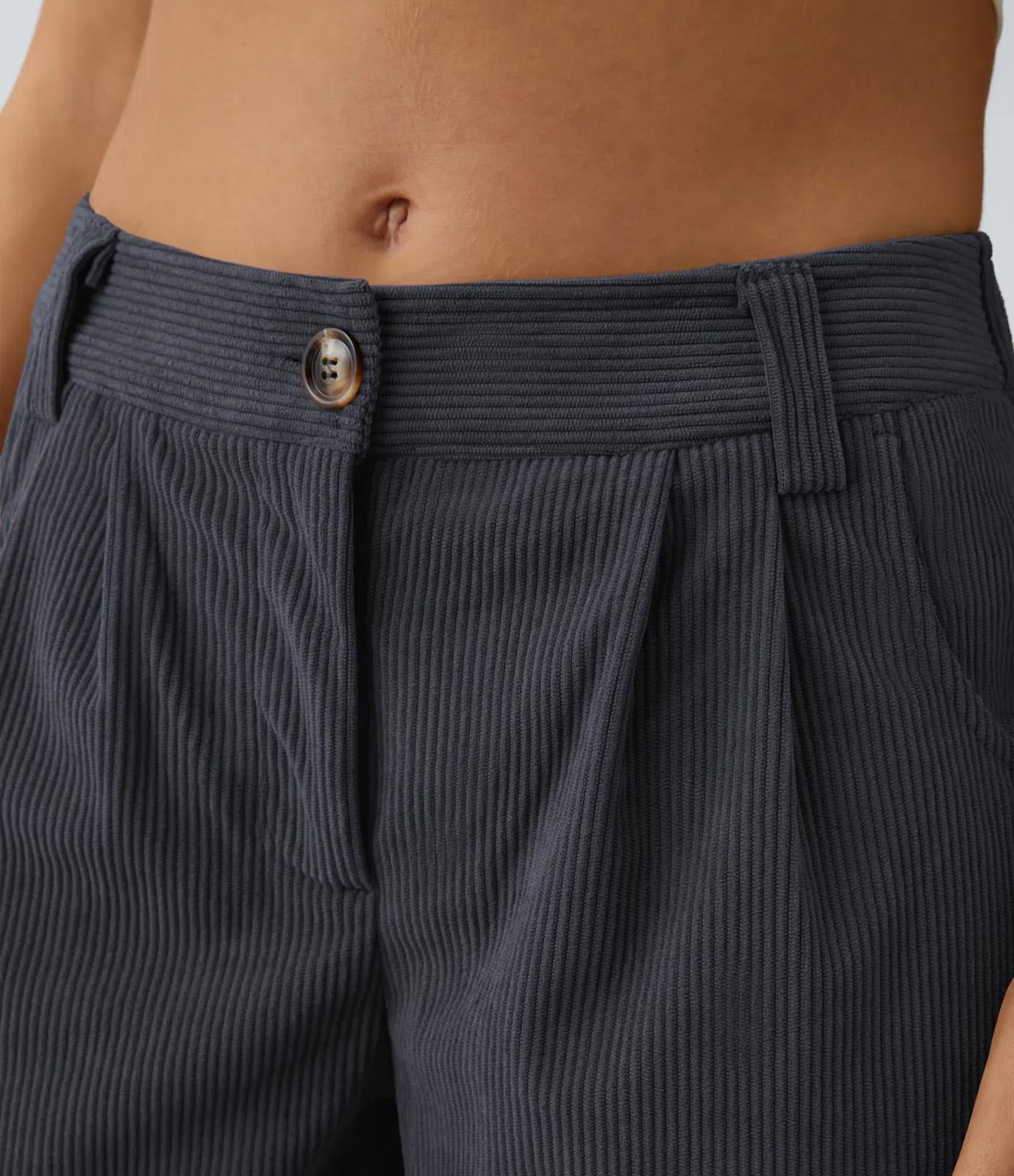 NWT Halara Mid Rise Zipper Pocket Corduroy Casual Pants Size Small