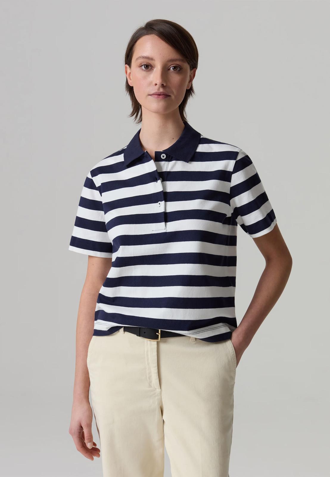 NWT PIOMBO STRIPED Polo shirt White Blue Women's Size L