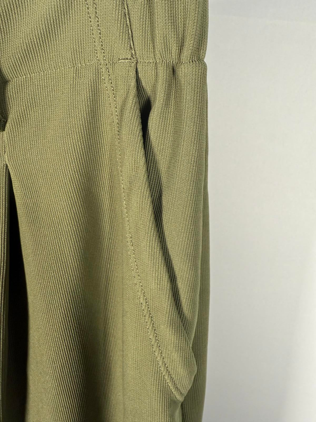 NWT Halara Flex High Waisted Pocket Wide Leg Micro Waffle Work Pants Mosstone XL