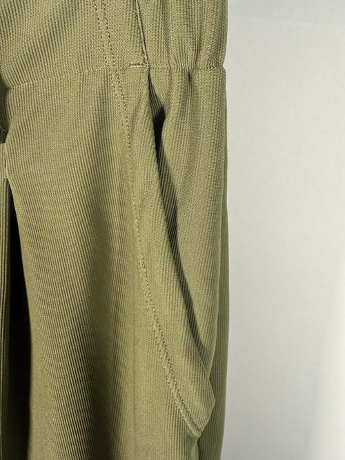 NWT Halara Flex High Waisted Pocket Wide Leg Micro Waffle Work Pants Mosstone XL