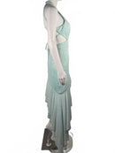 MAC DUGGAL Sequined Halter Cut Out Ruffle Asymmetrical Dress Size 2