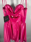 NWT Mac Duggal Fuchsia Bow Bubble Hem Mini Dress Size 8