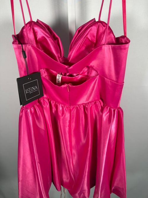NWT Mac Duggal Fuchsia Bow Bubble Hem Mini Dress Size 8