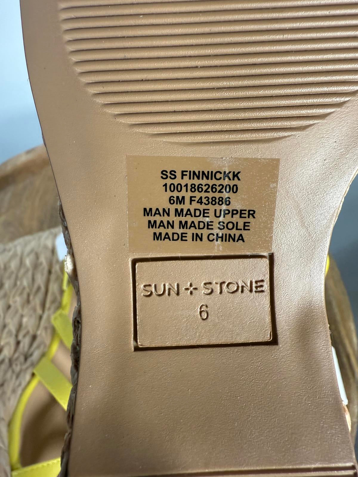 Sun + Stone Yellow Strappy Platform Espadrilles Size 6 NWOB