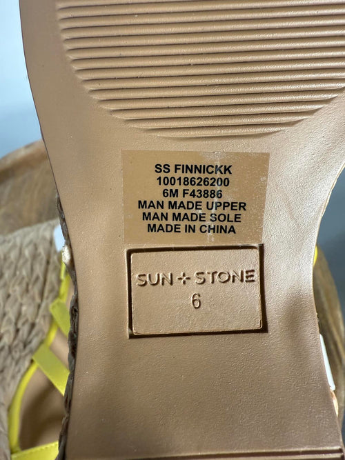 Sun + Stone Yellow Strappy Platform Espadrilles Size 6 NWOB