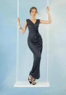 Atelier Women's Wrap Dark Gray Sleeveless Ribbed Knit with Ring Detail Size M