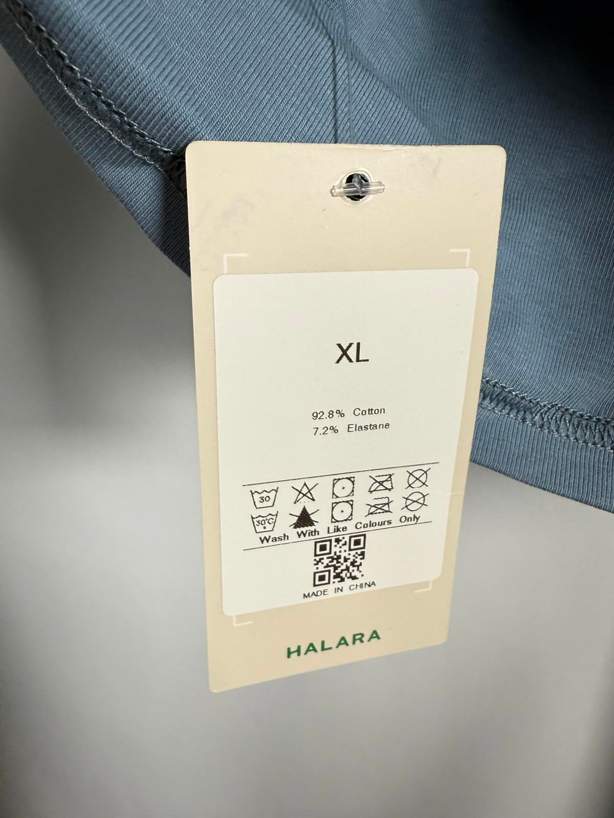 NWT Halara Off Shoulder Short Sleeve Ruched Casual Top Corydalis Blue XL