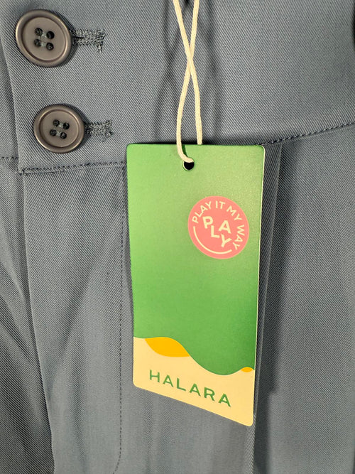 NWT Halara High Waisted Zipper Pocket Shirred Straight Leg Work Pant Blue Size M