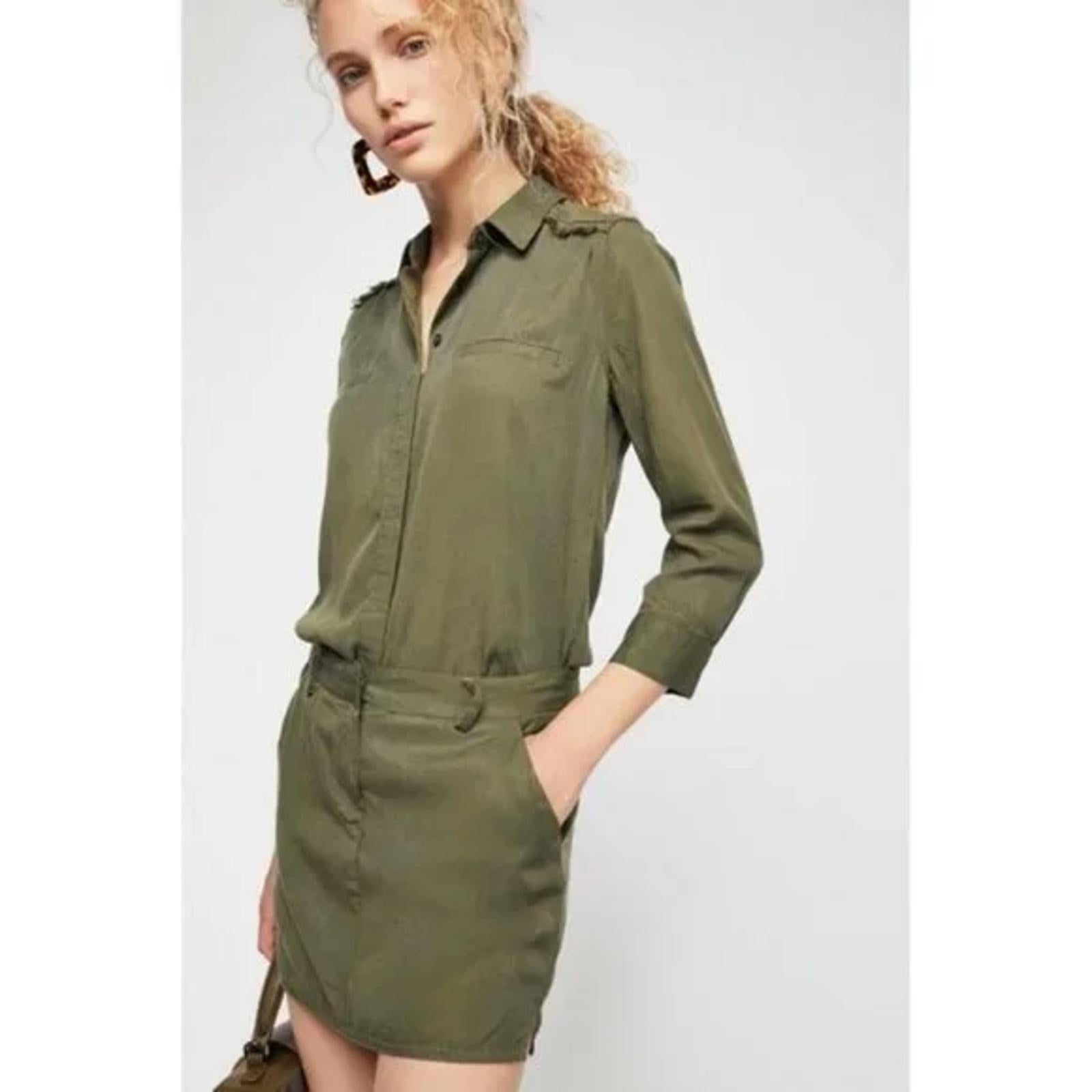 Etienne Marcel Women's Long Sleeve Olive Green Dress, Size XS