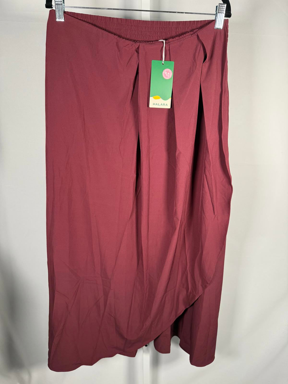 NWT Halara Breezeful™ High Waisted Pocket Flowy Quick Dry Maxi Skirt Amaramth L