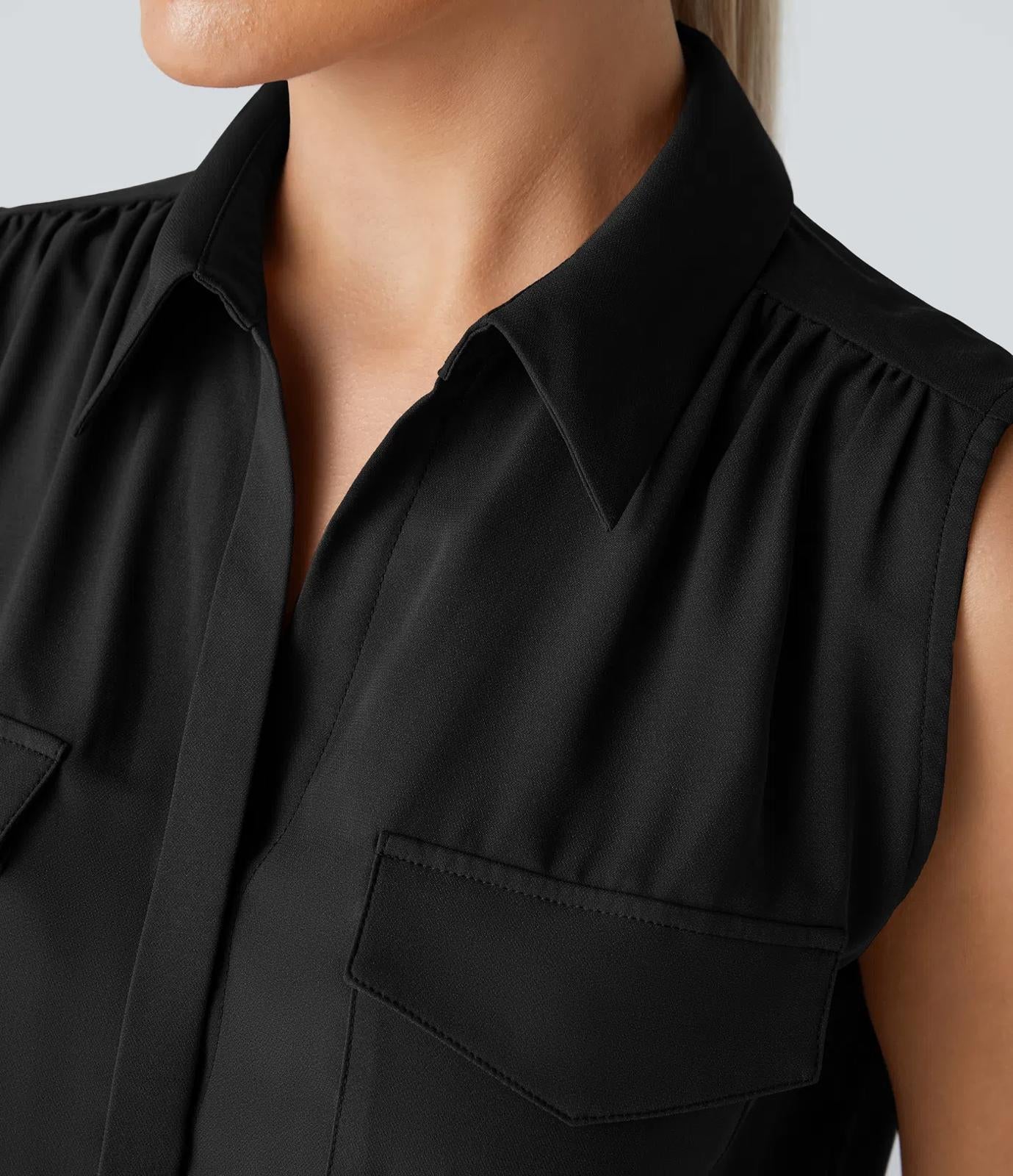 NWT Halara Sleeveless Pockets Drawstring Casual Jumpsuit Black Size L