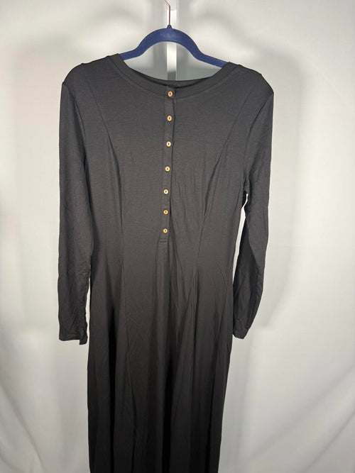 NWT Halara Henley Long Sleeve Flare Maxi Casual Dress Black Size XL