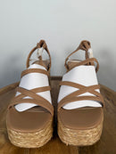 SUN STONE Women's Finnickk Strappy Espadrille Wedge Sandals Nude Size 11 NWB