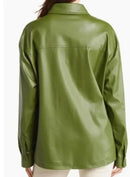 NWT We Wore What Vegan Leather Overshirt Basil Green XS