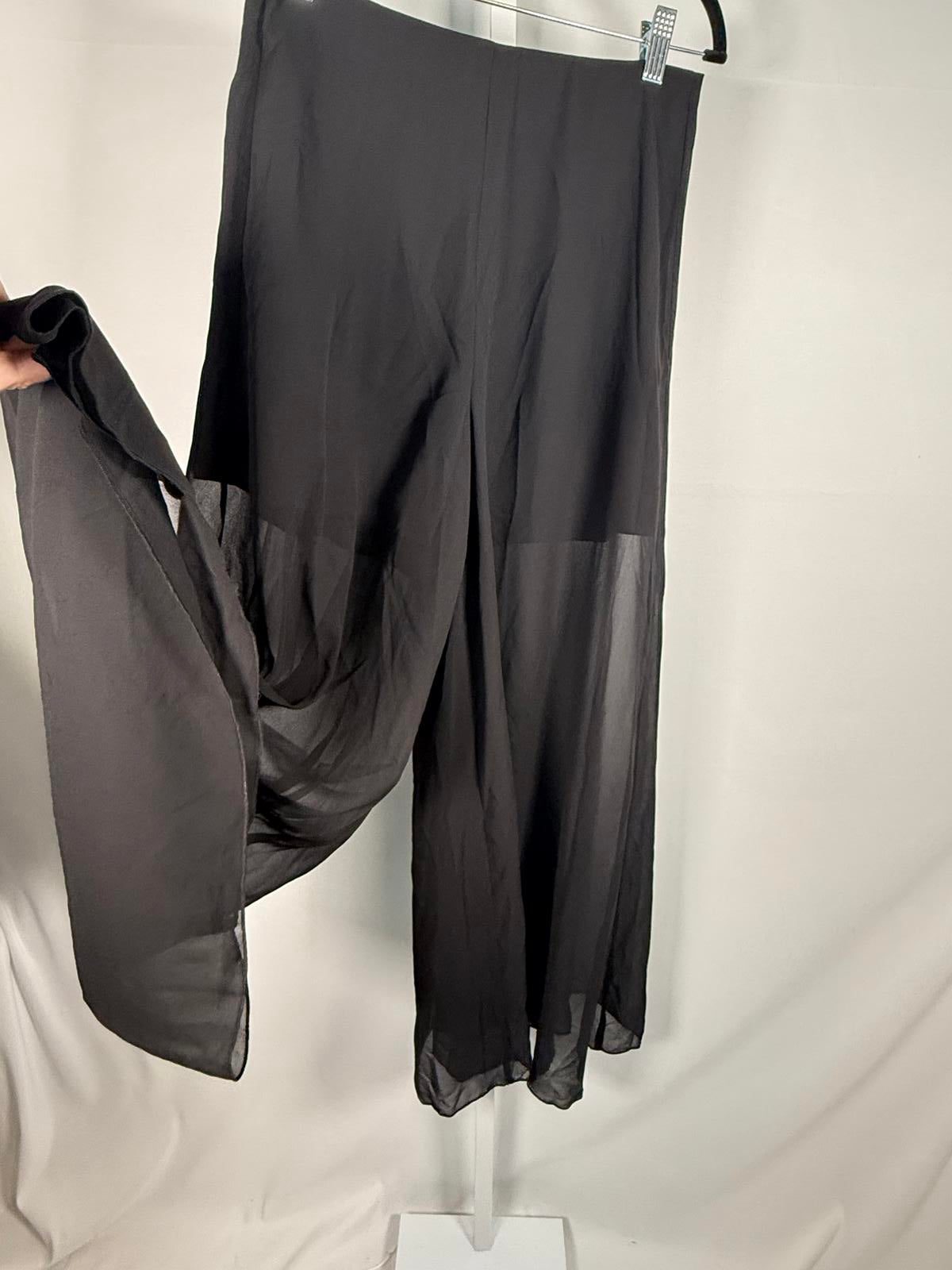 NWT Halara High Waisted 2-in-1 Mesh Wide Leg Flowy Dance Pants Black S