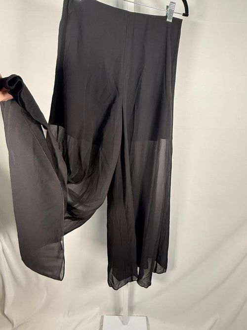 NWT Halara High Waisted 2-in-1 Mesh Wide Leg Flowy Dance Pants Black Size S